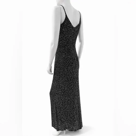 ✨Vintage Papell Boutique Silk Black Beaded Formal Maxi Dress Spaghetti Strap - Picture 6 of 7